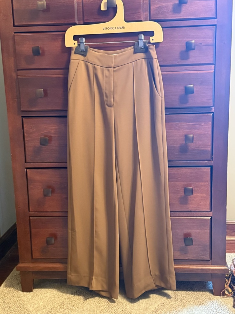 Veronica Beard Edia Wide-Leg Trousers Deep Ochre Size 2 Petite/Ankle